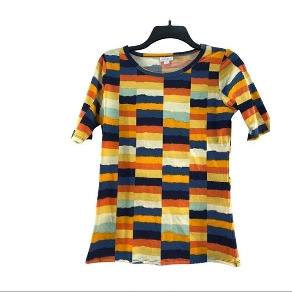 LuLaRoe Gigi Blue Yellow Shirt Small‎ - Picture 1 of 4